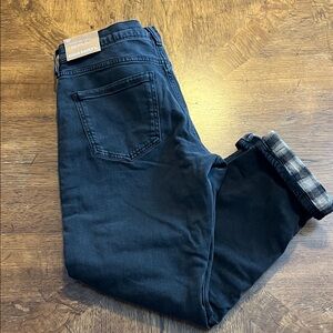 NWT size 8 petite Eddie Bauer Boyfriend Flannel Lined Straight Leg Fit Jeans